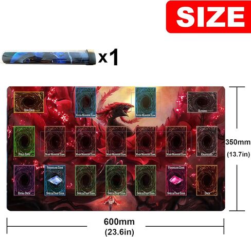 Card Rubber Play Mat Duel Mat Gaming Competition Pad Mat Card Binder Deck 23.5x13.7in (Red Rose Dragon 2) in Kuwait