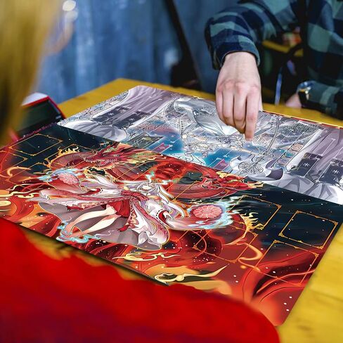 Card Rubber Play Mat Duel Mat Gaming Competition Pad Mat Card Binder Deck 23.5x13.7in (Red Rose Dragon 2) in Saudi Arabia