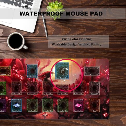 Card Rubber Play Mat Duel Mat Gaming Competition Pad Mat Card Binder Deck 23.5x13.7in (Red Rose Dragon 2) in Saudi Arabia