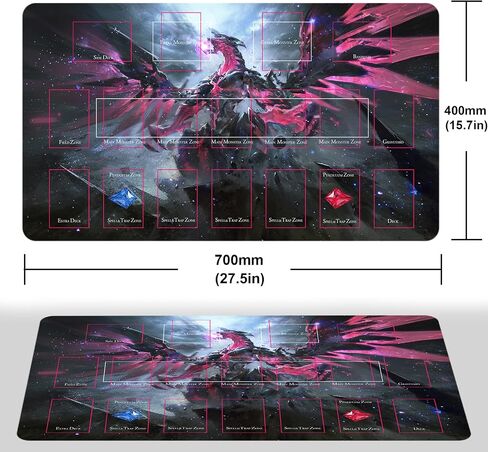 Card Rubber Play Mat Duel Mat Gaming Competition Pad Mat Card Binder Deck 23.5x13.7in (Red Rose Dragon 2) in Saudi Arabia