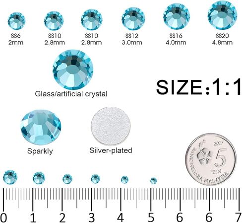5760Pcs SS6 Black Diamond Hotfix Rhinestones Crystal Glass Gemstones for Clothes Fabric Shirts Cups Sparkly Decoration Flat Back Round (2MM Bulk) in Saudi Arabia