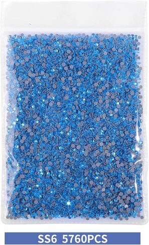 5760Pcs SS6 Black Diamond Hotfix Rhinestones Crystal Glass Gemstones for Clothes Fabric Shirts Cups Sparkly Decoration Flat Back Round (2MM Bulk) in Saudi Arabia