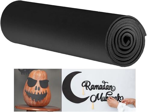 ملاءات إسفنجية إيفا كبيرة جدًا مقاس 16 بوصة × 197 بوصة - وسادة إسفنجية عالية الكثافة - حشوة لفافة إسفنجية إيفا كثيفة 4 مم - ورقة إسفنجية سوداء سميكة للأطفال والكبار، مشروع فني لزي الهالوين in Kuwait