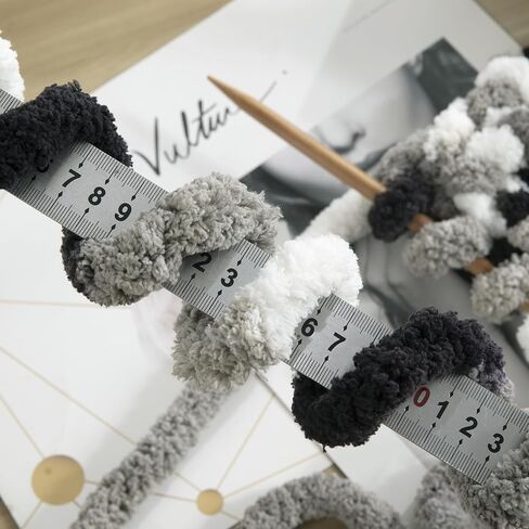 HOMBYS 8 Pack Giant Chunky Yarn for Crocheting,Super Bulky Large Soft Fluffy Yarn,Tie Dye Plush Fuzzy Yarn,Mixed Color Thick Chenille Yarn for Hand Knitting/Arm Knitting (Black, White, Grey) in Kuwait