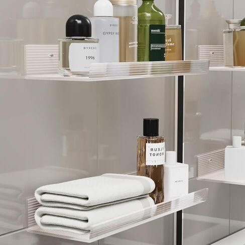 أرفف أكريليك شفافة مقاس 16.5 بوصة من Sooyee، أرفف عائمة لتخزين الحائط، رف عرض الكتب، أرفف حائط لغرفة النوم، الحمام، غرفة المعيشة، المطبخ، مجموعة من 8 قطع in Kuwait