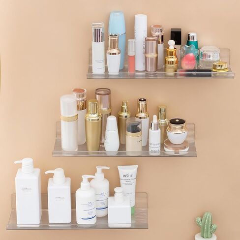 أرفف أكريليك شفافة مقاس 16.5 بوصة من Sooyee، أرفف عائمة لتخزين الحائط، رف عرض الكتب، أرفف حائط لغرفة النوم، الحمام، غرفة المعيشة، المطبخ، مجموعة من 8 قطع in Kuwait