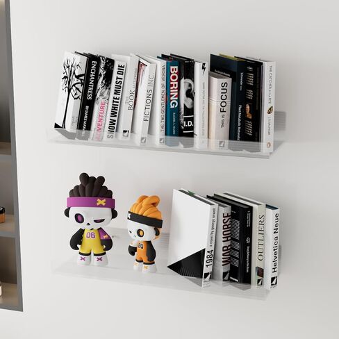 أرفف أكريليك شفافة مقاس 16.5 بوصة من Sooyee، أرفف عائمة لتخزين الحائط، رف عرض الكتب، أرفف حائط لغرفة النوم، الحمام، غرفة المعيشة، المطبخ، مجموعة من 8 قطع in Kuwait