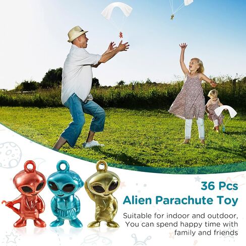 Deekin 36 Pieces Alien Parachute Toy Throwing Toy Parachute Bulk Outdoor Hand Throw Flying Toys for Outside Stocking Stuffers Games Play Gifts, No Battery Nor Assembly Required in Saudi Arabia
