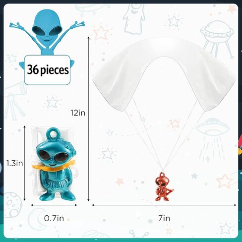 Deekin 36 Pieces Alien Parachute Toy Throwing Toy Parachute Bulk Outdoor Hand Throw Flying Toys for Outside Stocking Stuffers Games Play Gifts, No Battery Nor Assembly Required in Saudi Arabia