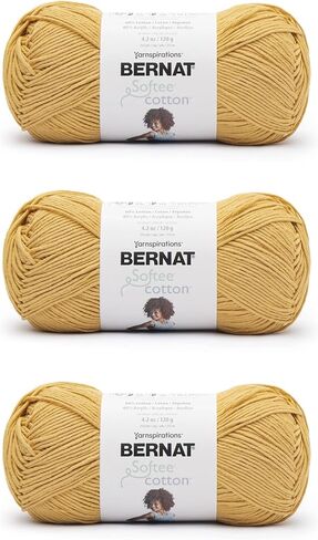 خيوط Bernat Softee القطنية ذات الموجات الزرقاء - 3 عبوات بوزن 120 جم/4.25 أونصة - نايلون - 3 DK (خفيف) - 254 ياردة - الحياكة والكروشيه والحرف اليدوية in Kuwait