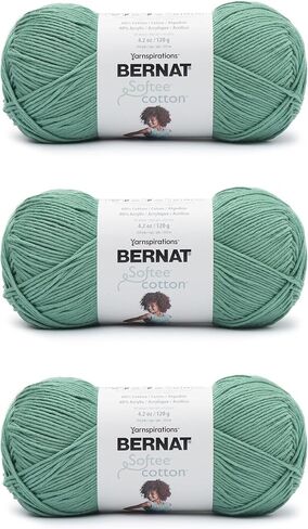 خيوط Bernat Softee القطنية ذات الموجات الزرقاء - 3 عبوات بوزن 120 جم/4.25 أونصة - نايلون - 3 DK (خفيف) - 254 ياردة - الحياكة والكروشيه والحرف اليدوية in Kuwait