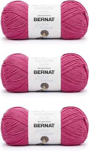 خيوط Bernat Softee القطنية ذات الموجات الزرقاء - 3 عبوات بوزن 120 جم/4.25 أونصة - نايلون - 3 DK (خفيف) - 254 ياردة - الحياكة والكروشيه والحرف اليدوية in Kuwait
