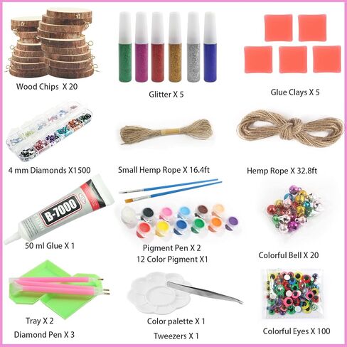 Kids Wooden Painting Kit & Christmas Decorations Crafts Gifts for Boys Girls Ages -Xmas Wood Slice Craft Activities Kits - Creative Art Toys for 5, 6, 7, 8, 9, 10, 11 & 12 Year Old Kids in Kuwait