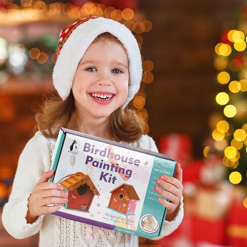 مجموعة بيت الطيور DIY للأطفال، مجموعة بناء يور أون بيرد هاوس للأطفال، تتضمن 3 بيوت طيور غير مكتملة للطلاء والبناء والحبال و12 طلاءً وطلاء لامع وفرشتين وفنون وحرفية للأطفال in Kuwait