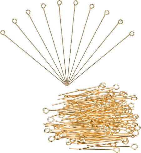 MECCANIXITY 100Pcs Bronze Iron Eye Pins 60mm 21 Gauge/0.7mm Eye Pins for Jewelry Making Findings DIY Craft Necklaces Bracelets Earrings Head Pins in Kuwait