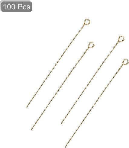 MECCANIXITY 100Pcs Bronze Iron Eye Pins 60mm 21 Gauge/0.7mm Eye Pins for Jewelry Making Findings DIY Craft Necklaces Bracelets Earrings Head Pins in Kuwait
