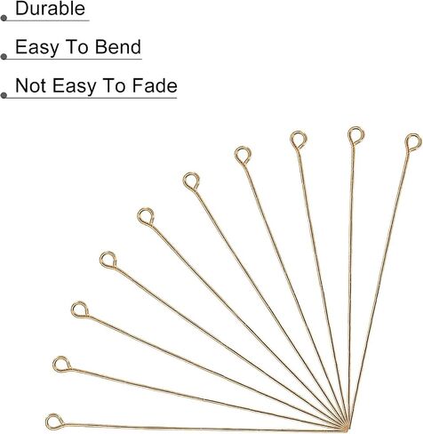 MECCANIXITY 100Pcs Bronze Iron Eye Pins 60mm 21 Gauge/0.7mm Eye Pins for Jewelry Making Findings DIY Craft Necklaces Bracelets Earrings Head Pins in Kuwait