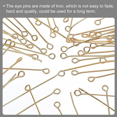 MECCANIXITY 100Pcs Bronze Iron Eye Pins 60mm 21 Gauge/0.7mm Eye Pins for Jewelry Making Findings DIY Craft Necklaces Bracelets Earrings Head Pins in Kuwait