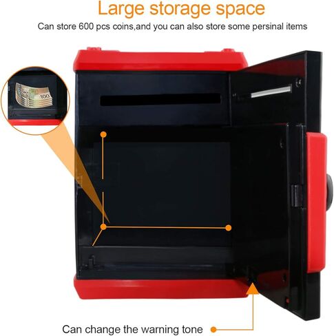 Kids Piggy Bank for Boys Girls, Jhua Mini ATM Saving Bank, Electronic Coin Money Bank with Password Lock/Paper Money Scroll Saving Box, Great Birthday Toy for Kids 4-12 (Red) in Kuwait