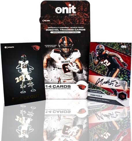 بطاقات تجارة ولاية أوريغون لكرة القدم - 14 بطاقة - مرخصة رسميًا من الرابطة الوطنية لرياضة الجامعات لعام 2023 - الفريق بأكمله - توقيعات بطاقات سلسلة التوقيع - بطاقات التعتيم - بطاقات سلسلة الأيقونة in Kuwait