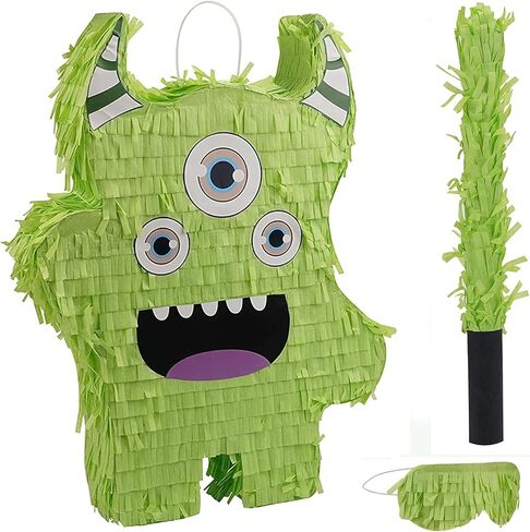 بيناتا الاخضر للهالوين للاطفال والكبار، مقاس 15.75 × 9.06 يتضمن عصا خشبية، مثالية لتزيين الحفلات in Kuwait