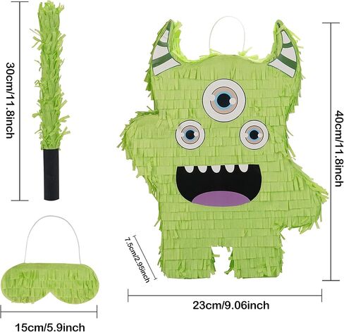بيناتا الاخضر للهالوين للاطفال والكبار، مقاس 15.75 × 9.06 يتضمن عصا خشبية، مثالية لتزيين الحفلات in Kuwait
