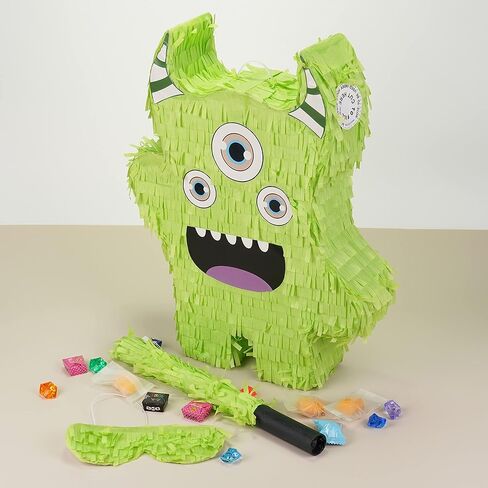 بيناتا الاخضر للهالوين للاطفال والكبار، مقاس 15.75 × 9.06 يتضمن عصا خشبية، مثالية لتزيين الحفلات in Kuwait