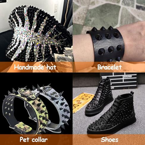 Hellodiy خياطة غرزة على سبايك Stude مخروط شبكة بلاستيكية مسطحة لحفلات الزفاف الديكور زي الزينة الحرف، 0.5 ياردة 10 صفوف (أسود) in Kuwait