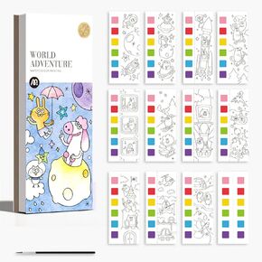 كتاب جيب للألوان المائية، كتاب رسم بالألوان المائية للأطفال، كتاب رسم بالألوان المائية للأطفال لتحسين الإبداع، مجموعة كتب رسم بجيب سميك مع فرشاة (النوع 5) in Saudi Arabia