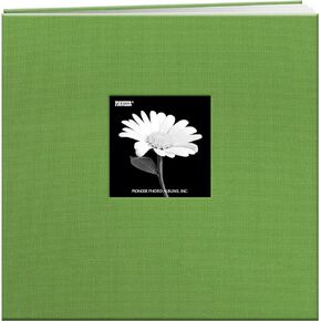 Pioneer 12-Inch by 12-Inch Book Cloth Cover Postbound Album with Window, Citrus Green