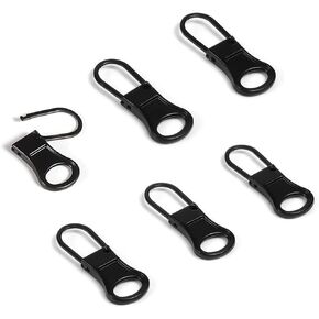 6 قطع بديلة من سحاب معدني أسود من Trism - عروات قابلة للفصل للسترات والجينز والمحافظ وحقائب اليد وحقائب الظهر والأمتعة - تمديد سلك مريح in Kuwait