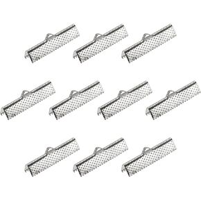uxcell 200Pcs Ribbon Crimp Clamp Ends, 30mm Bookmark Pinch Cord End Clasps for DIY Craft Making, Light Golden