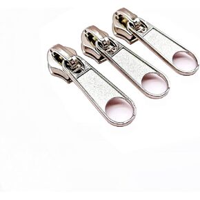 Goyunwell #5 Zipper Pulls Silver Metal Nylon Coil Zipper Pull Bulk 40pcs Zipper Slider Replacement Nylon Zipper Pulls for Purse Handbag Craft Sewing in Kuwait