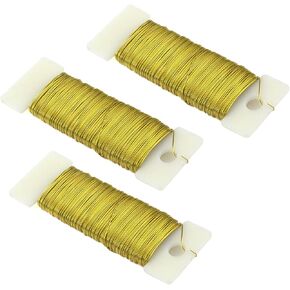 FarBoat 3 Rolls Flexible Floral Paddle Wire Iron Wire for DIY Crafting Florist Bouquet Stem Wrapping Floral Arrangement Wedding Decorations (0.6mm Wire Diameter, 115Ft Length, Gold) in Saudi Arabia