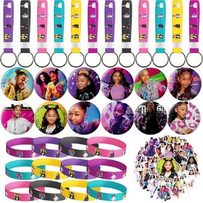 YBW 86 قطعة من لوازم حفلات تلك الفتاة، 50 ملصقًا، 12 سوارًا، 12 سلسلة مفاتيح، 12 دبابيس زر، ديكورات حفلات عيد ميلاد تلك الفتاة، مجموعة هدايا هدايا للأطفال in Kuwait