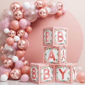 ديكورات حمام الأطفال إيكومور جيرل بوي سيج جرين 68 قطعة من لوازم حفلات عيد الميلاد الأول من بوهو جرينيري بيبي تتضمن 4 قطع صندوق مكعبات بالونات للأطفال ومجموعة بالونات جارلاند للديكور الذي يكشف عن الجنس (أخضر حكيم) in Kuwait