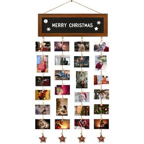 Picture Frames Collage Wall Decor Photo Collage Frame Hanging Photo Display, Felt Letter Board with 340 Letters and 30 Clips, Unique Rustic DIY Photo Frames for Family Best Friends