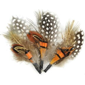 Touch of Nature 38108 3-Piece Natural Feather Pick with Nylon Loop for Arts and Crafts, 3.5-Inch, Guinea/Orange in Kuwait
