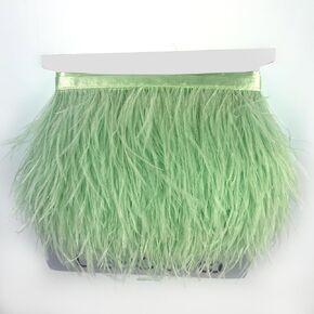 Ostrich Feathers Trim Sewing Fringe 2Yard 3.5-4.5 inch for DIY Dress Sewing Craft Clothing Latin Wedding Dress Decoration Ostrich Feather Trim（Black)