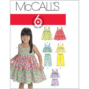 McCall 's Patterns m6017 أطفال/الأطفال من التي شيرتات ، فساتين سراويل ، سراويل قصيرة ، و, CB (1-2-3)