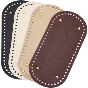 PH PandaHall 4pcs PU Leather Bottom Shaper Pads, 4 Colors Oval Bag Bases Knitting Crochet Bottom Base Pad Purse Bottom with Holes for DIY Crochet Handbag Shoulder Bag Making, 11.8x3.9inch