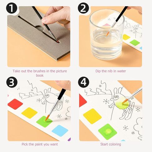 Pocket Watercolor Book, Watercolor Painting Book for Kids,Kids Watercolor Painting Book Improve Creativity Thickened Pocket Drawing Book Kit with Brush(Type 1) in Saudi Arabia