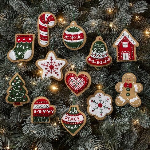 Bucilla Felt Applique 12 Piece Ornament Making Kit, Gingerbread Santa, Perfect for DIY Arts and Crafts, 89301E in Saudi Arabia