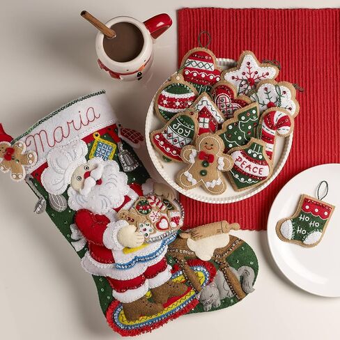 Bucilla Felt Applique 12 Piece Ornament Making Kit, Gingerbread Santa, Perfect for DIY Arts and Crafts, 89301E in Saudi Arabia