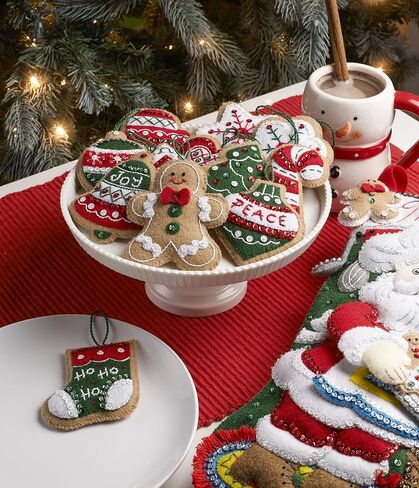 Bucilla Felt Applique 12 Piece Ornament Making Kit, Gingerbread Santa, Perfect for DIY Arts and Crafts, 89301E in Saudi Arabia