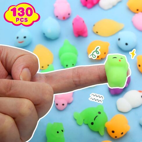 KingYAO 130 حزمة موتشي اسفنجي لعبة، ألعاب سكويشيز صغيرة تململ هدايا الحفلات للأطفال 4-6 6-8 8-12 حقيبة جودي بيناتا حشو جوارب عيد الميلاد حشو بيض عيد الفصح جوائز الفصول الدراسية هدية للفتيات in Kuwait