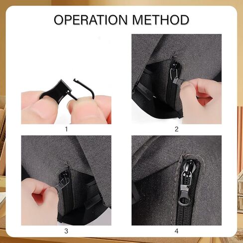 6 قطع بديلة من سحاب معدني أسود من Trism - عروات قابلة للفصل للسترات والجينز والمحافظ وحقائب اليد وحقائب الظهر والأمتعة - تمديد سلك مريح in Kuwait