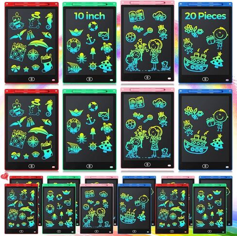20 Pcs LCD Writing Tablet for Kids 10 Inch Electronic Doodle Board Colorful Screen Doodle Board Erasable Pad Drawing Pad for Kids Toddler 6 Years Old Educational Learning Toy (Black Screen) in Saudi Arabia