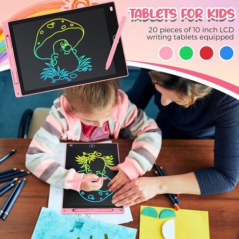 20 Pcs LCD Writing Tablet for Kids 10 Inch Electronic Doodle Board Colorful Screen Doodle Board Erasable Pad Drawing Pad for Kids Toddler 6 Years Old Educational Learning Toy (Black Screen) in Saudi Arabia