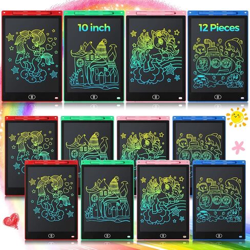 12 عبوة من تابلت الكتابة LCD للاطفال 10 انش، لوحات رسم الكترونية قابلة للمسح، لوحات رسم الكترونية ملونة قابلة لاعادة الاستخدام، هدايا تعليمية تعليمية كبيرة للاطفال بعمر 3-8 سنوات، هدايا حفلات للاولاد in Saudi Arabia